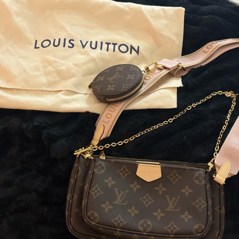 Louis Vuitton Brown and Pink Monogram Crossbody Bag